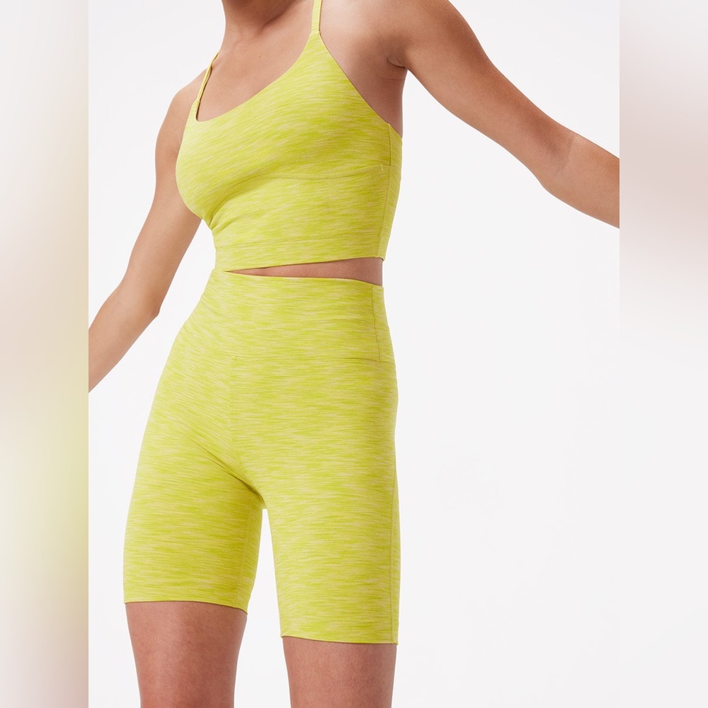 Outdoor Voices | Flow 7” Shorts + Flow Crop Top Set | Size Medium | Chartreuse